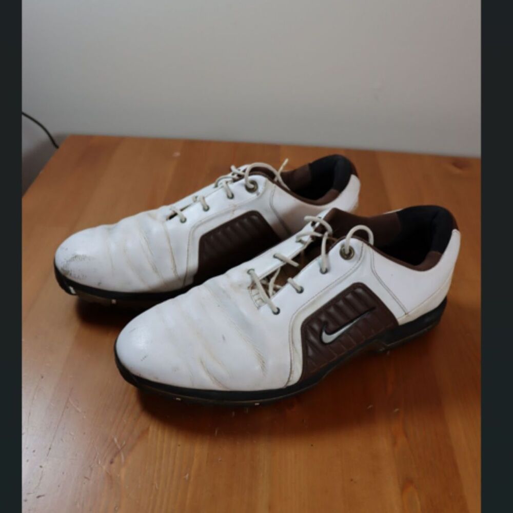 Nike Zoom Golf Shoes Gold White Brown Power Channel Tac Traction 11.5W